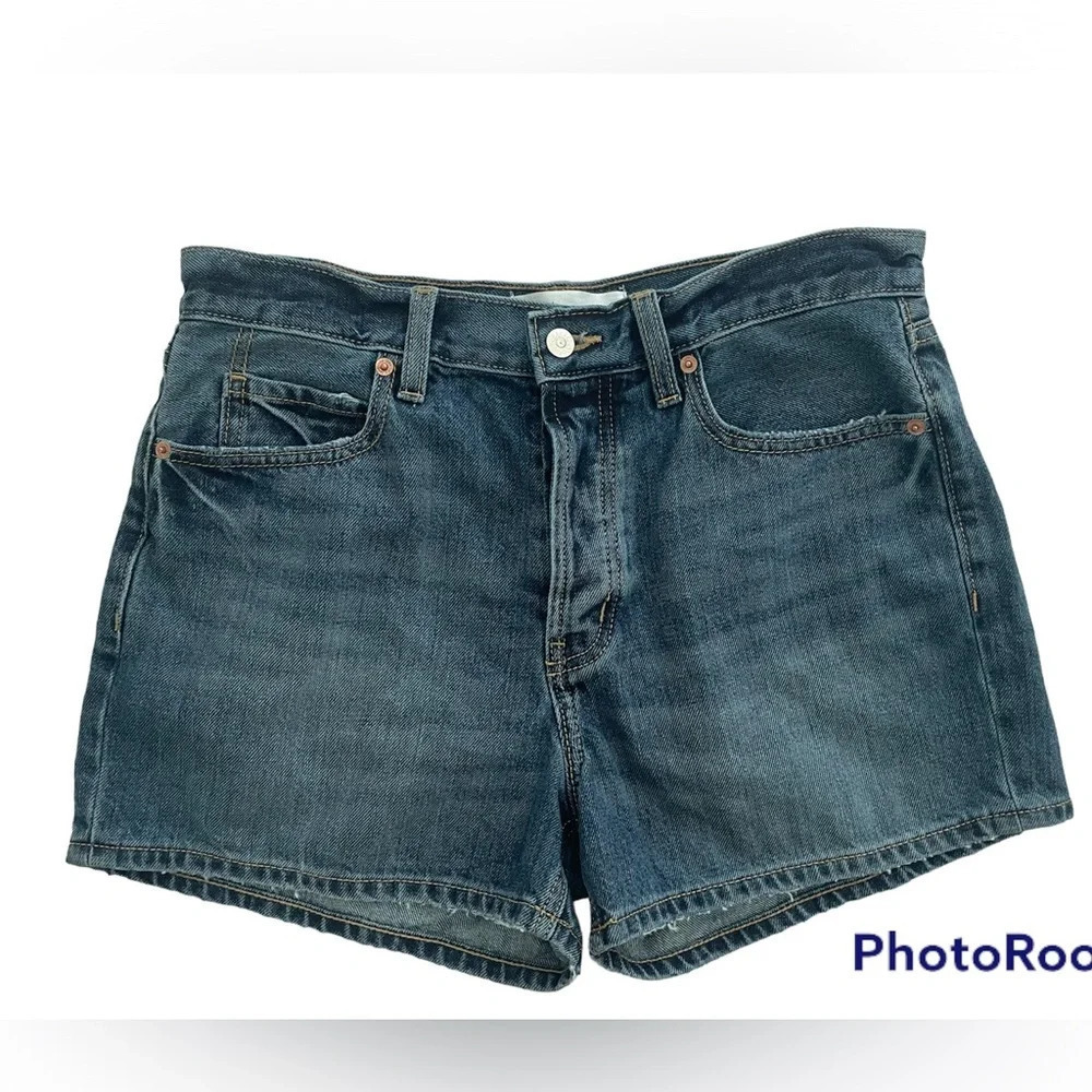 ZARA VINTAGE BLUE COTTON DENIM SHORTS SIZE 12